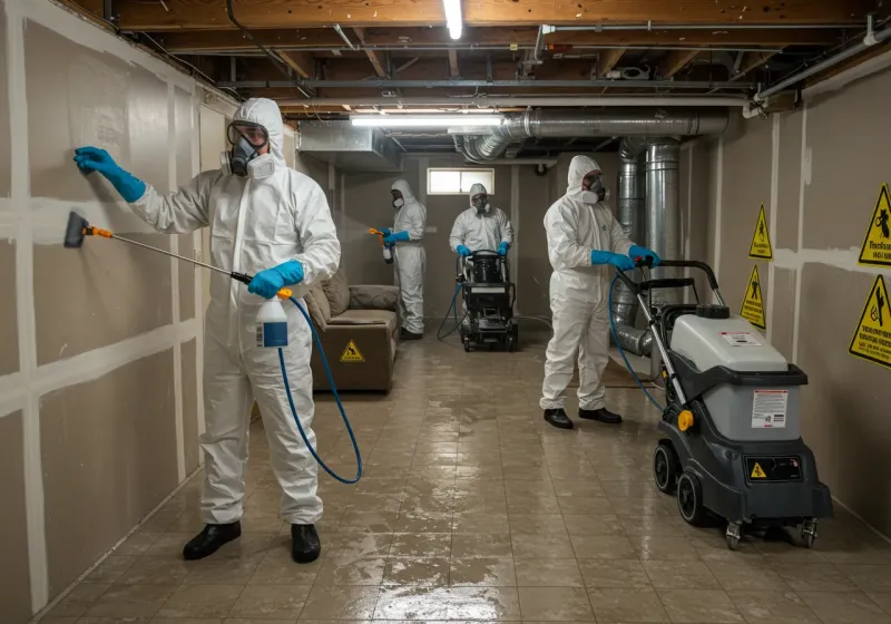 Basement Moisture Removal and Structural Drying process in Battle Ground, IN